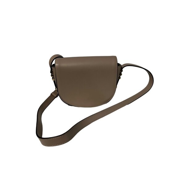 A. Bellucci made in Italy taupe leather adjustable strap saddle crossbody purse - Picture 1 of 12